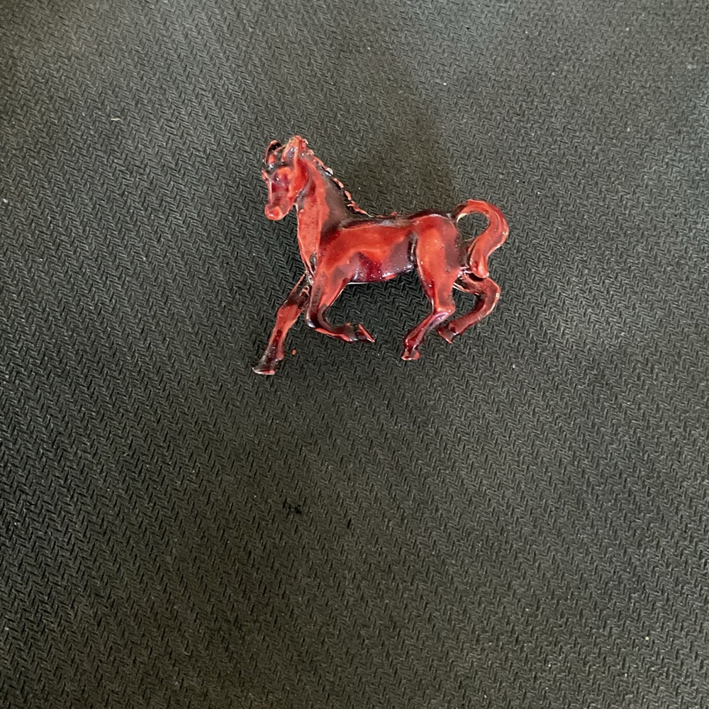 Vintage Brown Enamel Horse Brooch